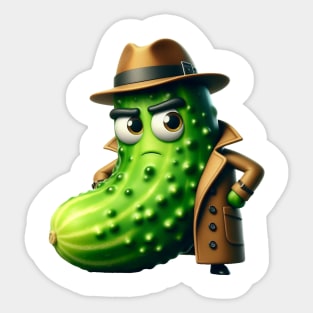 Cucumber Wearing Trench Coat Sticker